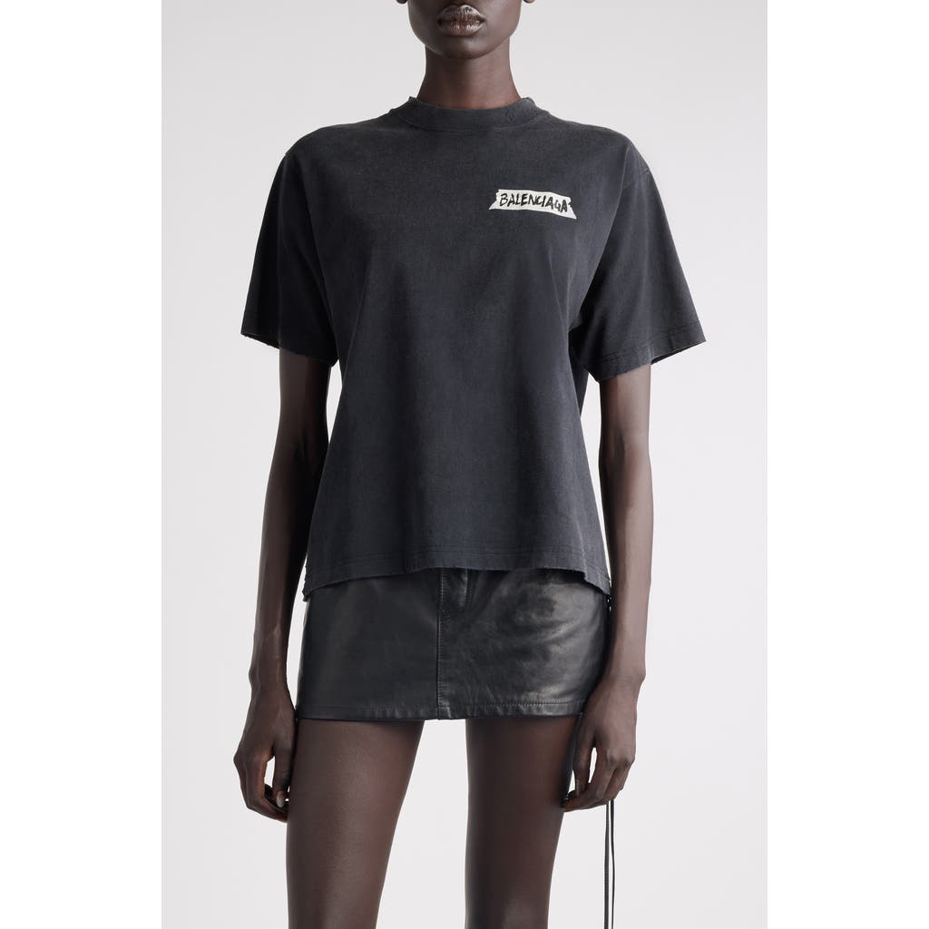 Balenciaga Balenciaga Medium Fit Masking Tape Logo Dry Jersey T-Shirt