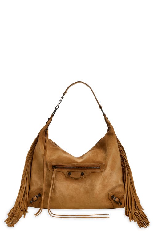 Balenciaga Balenciaga Medium Le City Fringe Waxed Suede Hobo Bag