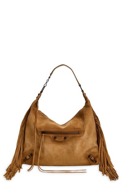 Balenciaga Balenciaga Medium Le City Fringe Waxed Suede Hobo Bag
