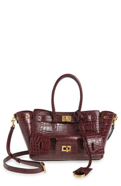 Balenciaga Balenciaga Mini Bel Air Croc Embossed Leather Carry All Tote