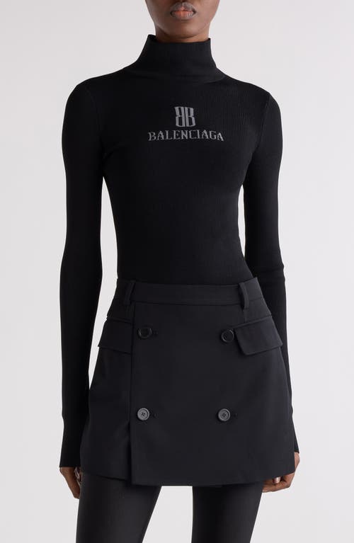 Balenciaga Balenciaga Nano Logo Rib Turtleneck Sweater