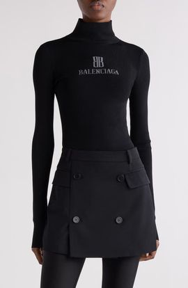Balenciaga Balenciaga Nano Logo Rib Turtleneck Sweater