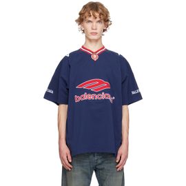 Balenciaga Balenciaga Navy 3B Football V-Neck Oversized T-shirt