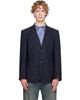 Balenciaga Balenciaga Navy Fine Wool Pinstripe Jacket - 1