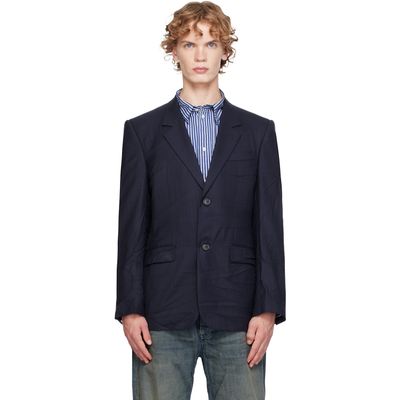 Balenciaga Balenciaga Navy Fine Wool Pinstripe Jacket
