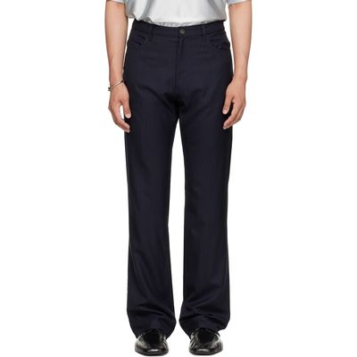 Balenciaga Balenciaga Navy Fine Wool Pinstripe Trousers