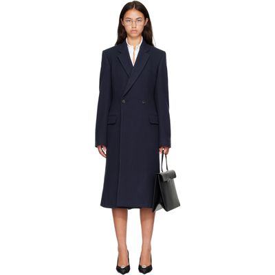 Balenciaga Balenciaga Navy Godet Midi Coat