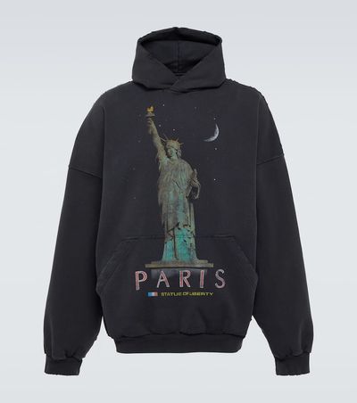 Balenciaga Balenciaga Paris Liberty distressed fleece hoodie
