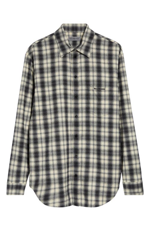 Balenciaga Balenciaga Regular Fit Check Cotton Flannel Button-Up Shirt