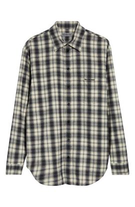 Balenciaga Balenciaga Regular Fit Check Cotton Flannel Button-Up Shirt