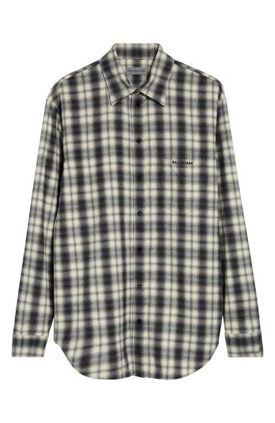 Balenciaga Balenciaga Regular Fit Check Cotton Flannel Button-Up Shirt