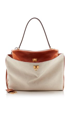 Balenciaga Balenciaga Rodeo Medium Canvas and Leather Top Handle Bag