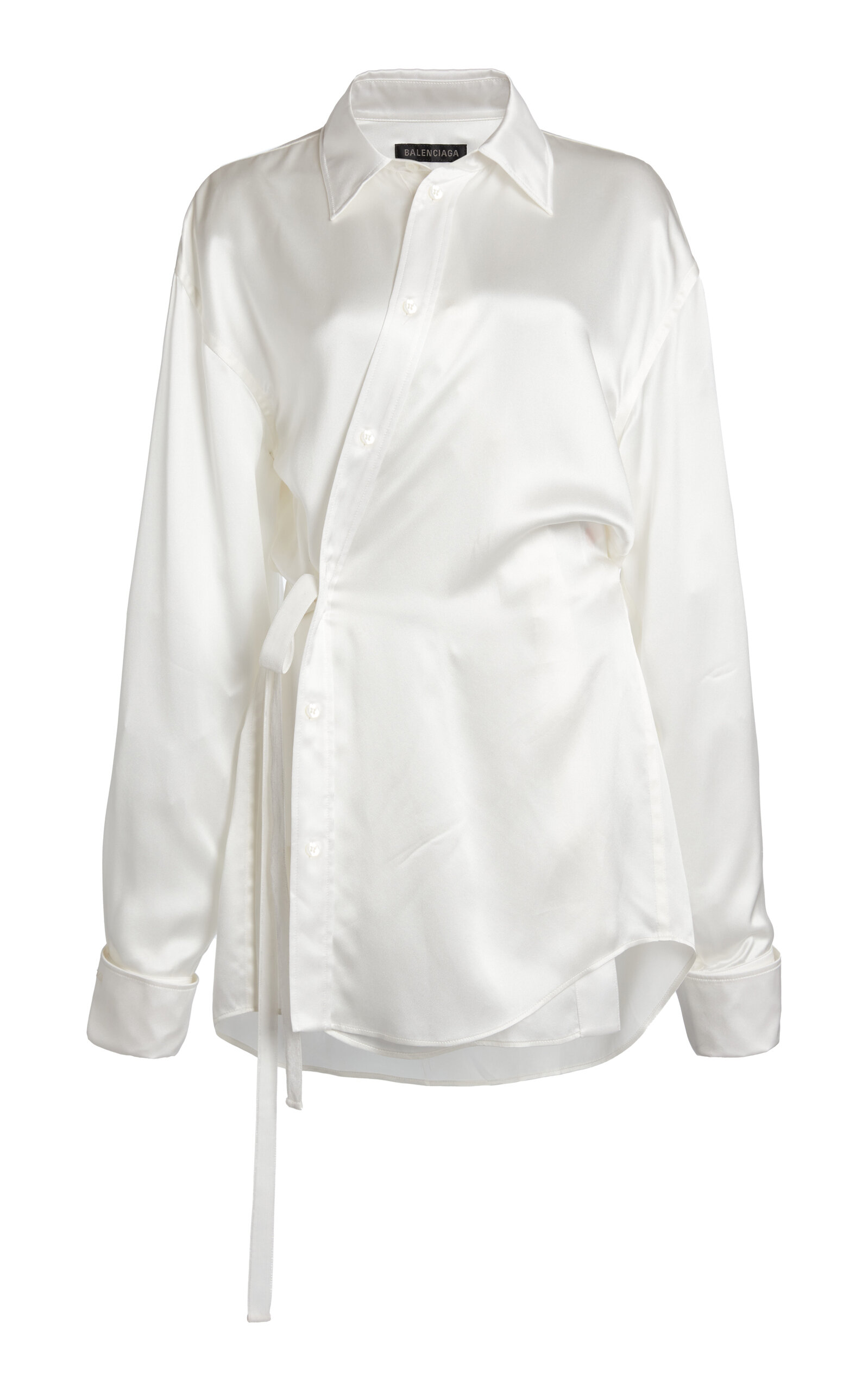 Balenciaga Balenciaga SilkSatin Wrap Shirt Ivory FR 36