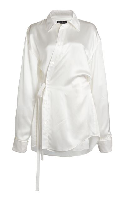 Balenciaga Balenciaga SilkSatin Wrap Shirt Ivory FR 36