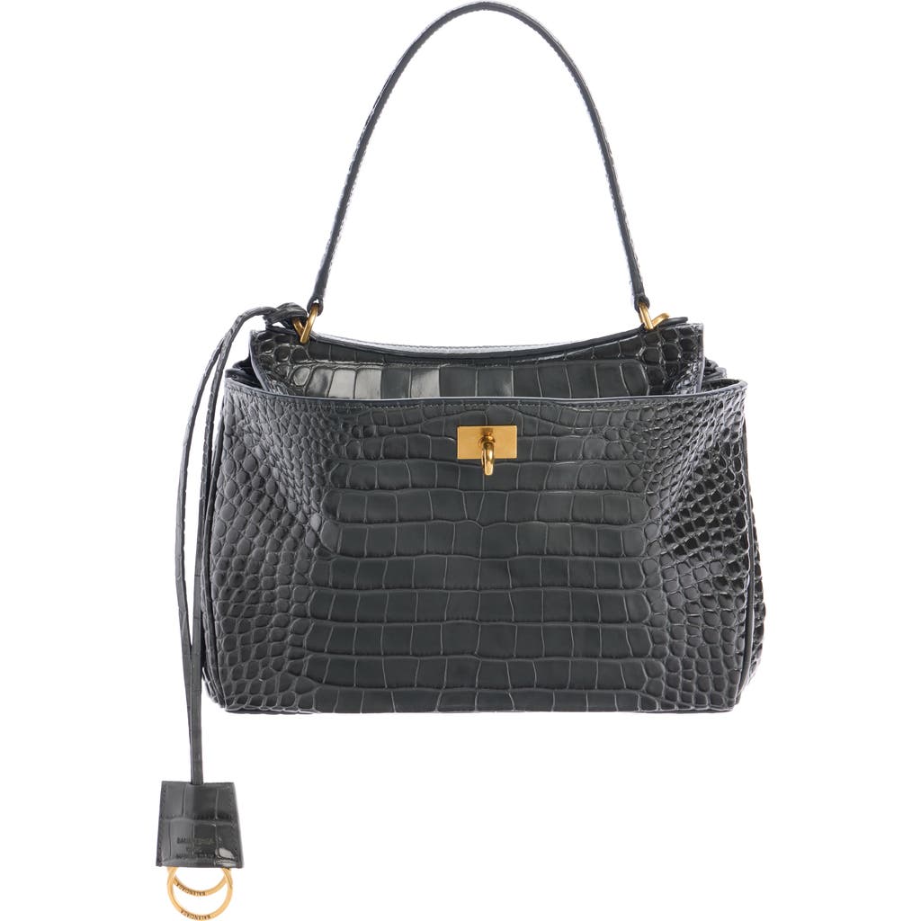 Balenciaga Balenciaga Small Rodeo Croc Embossed Leather Top Handle Bag