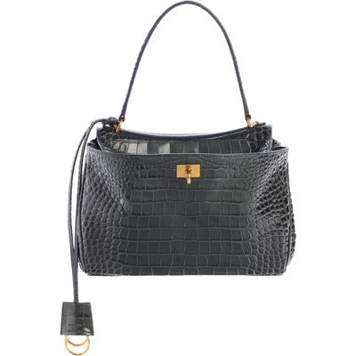 Balenciaga Balenciaga Small Rodeo Croc Embossed Leather Top Handle Bag