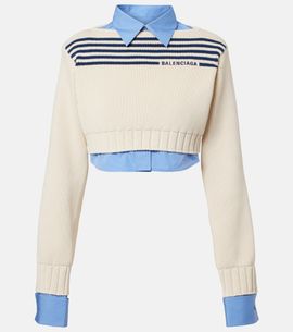Balenciaga Balenciaga Striped cropped cotton sweater