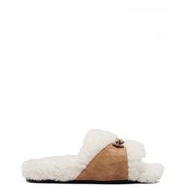 Balenciaga Balenciaga Tan & Off-White Furry Slides