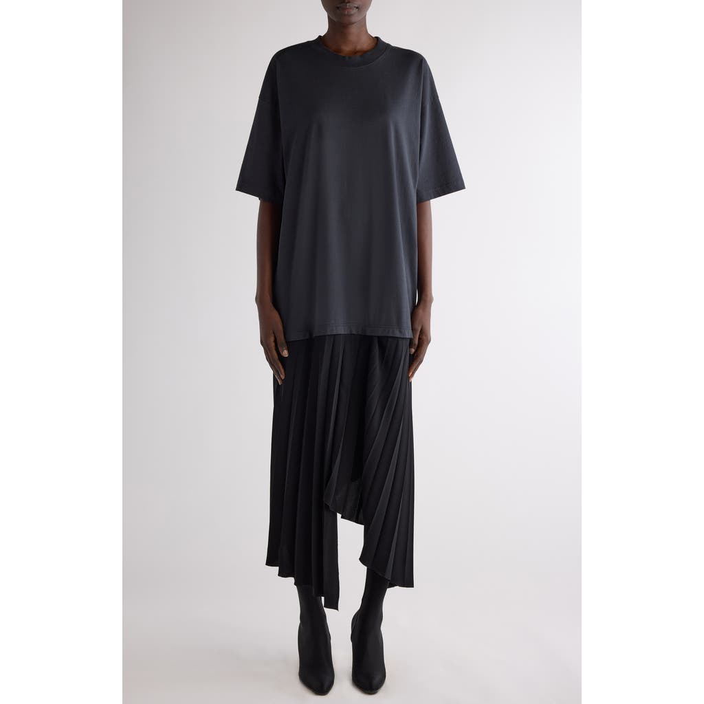 Balenciaga Balenciaga Tape Type Logo Pleated T-Shirt Dress