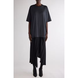 Balenciaga Balenciaga Tape Type Logo Pleated T-Shirt Dress