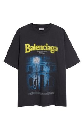 Balenciaga Balenciaga The Address Distressed Cotton Jersey Graphic T-Shirt