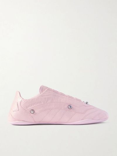 BALENCIAGA City studded crinkled-leather sneakers
