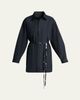 Balenciaga Cotton Poplin Mini Shirtdress with Floral Sash - 1