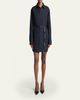 Balenciaga Cotton Poplin Mini Shirtdress with Floral Sash - 2