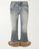 BALENCIAGA Cropped plush-trimmed low-rise flared jeans - 1