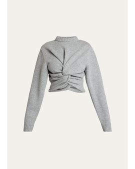 Balenciaga Cropped Twisted Wool Sweater