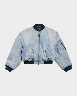 Balenciaga Denim Oversized Bomber Jacket