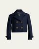 Balenciaga Double-Breasted Textured Wool Short Peacoat - 1