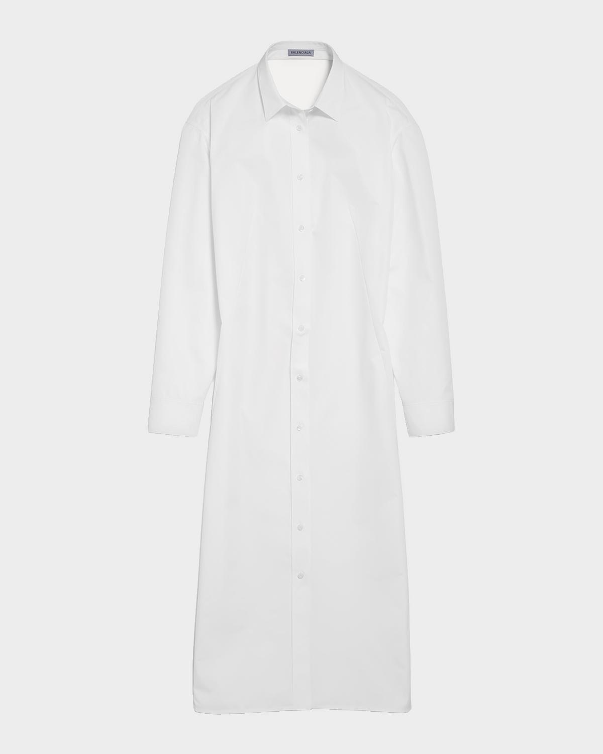 Balenciaga Draped Cotton-Linen Backless Midi Shirtdress