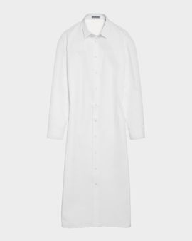 Balenciaga Draped Cotton-Linen Backless Midi Shirtdress
