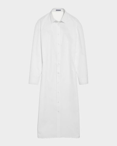 Balenciaga Draped Cotton-Linen Backless Midi Shirtdress