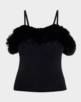 Balenciaga Faux-Fur Jersey Tank Top
