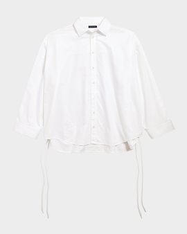 Balenciaga Lace-Up Sides Oversized Button-Down Shirt