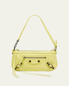 Balenciaga Le City Crinkled Leather Pouch Shoulder Bag