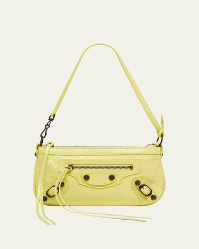 Balenciaga Le City Crinkled Leather Pouch Shoulder Bag