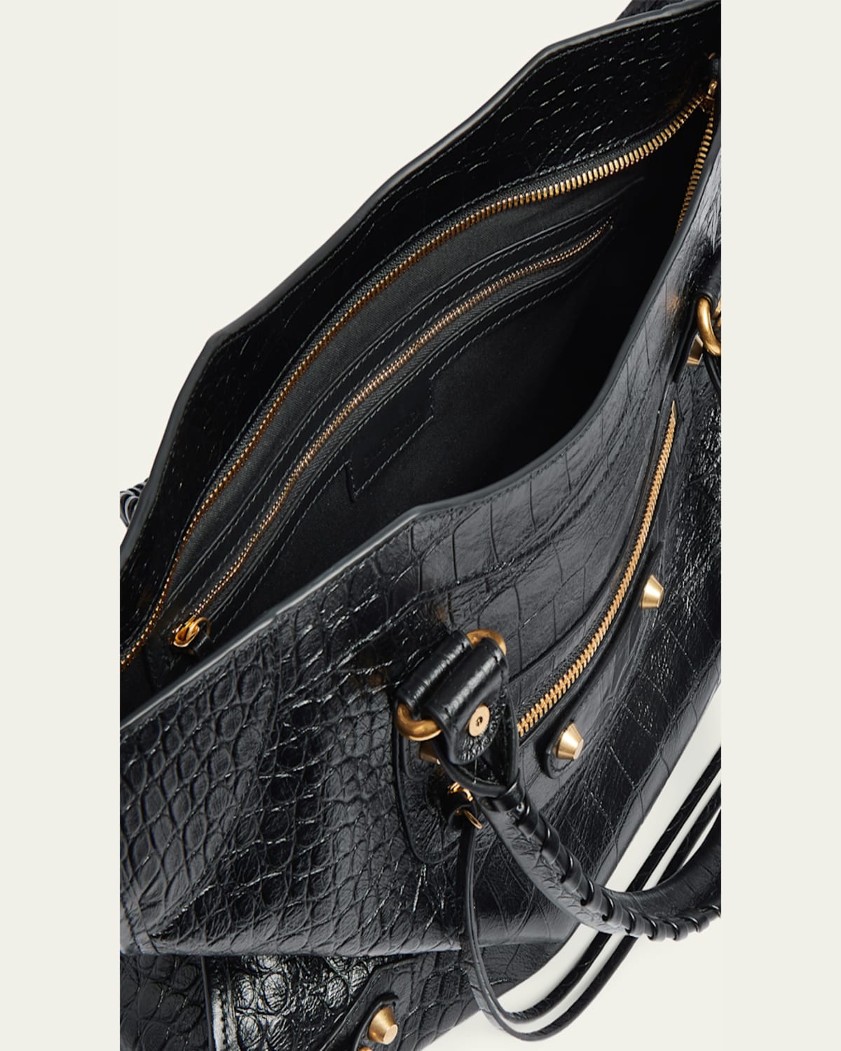 Balenciaga - Le City Medium Croc-Embossed Leather Top-Handle Bag