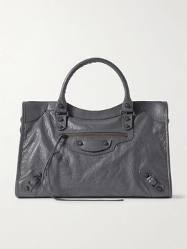 BALENCIAGA Le City medium embellished textured-leather tote bag