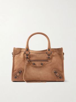 BALENCIAGA Le City small embellished suede tote