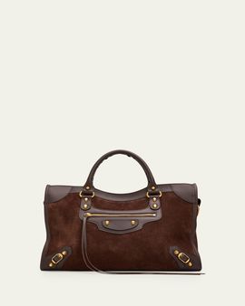 Balenciaga Le City Suede & Leather Top-Handle Bag