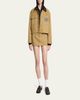 Balenciaga Leather-Collar Cropped Canvas Workwear Jacket - 2
