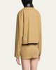 Balenciaga Leather-Collar Cropped Canvas Workwear Jacket - 3