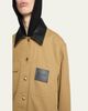 Balenciaga Leather-Collar Cropped Canvas Workwear Jacket - 5