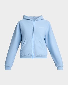 Balenciaga Logo Embroidered Regular Zip-Up Hoodie