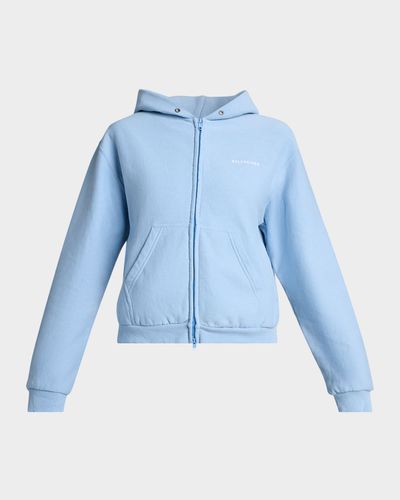 Balenciaga Logo Embroidered Regular Zip-Up Hoodie