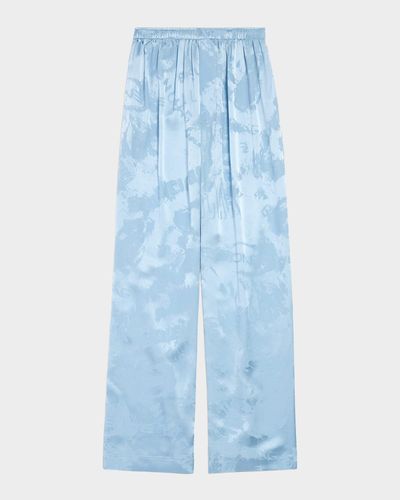 Balenciaga Logo Silk Jacquard Wide-Leg Pajama Pants