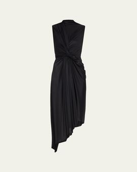 Balenciaga Melton Twisted Brushed Jersey Asymmetric Dress